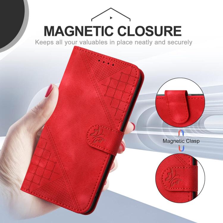 For Realme 15T 5G Grid Butterfly Embossed Pattern Leather Phone Case with Lanyard