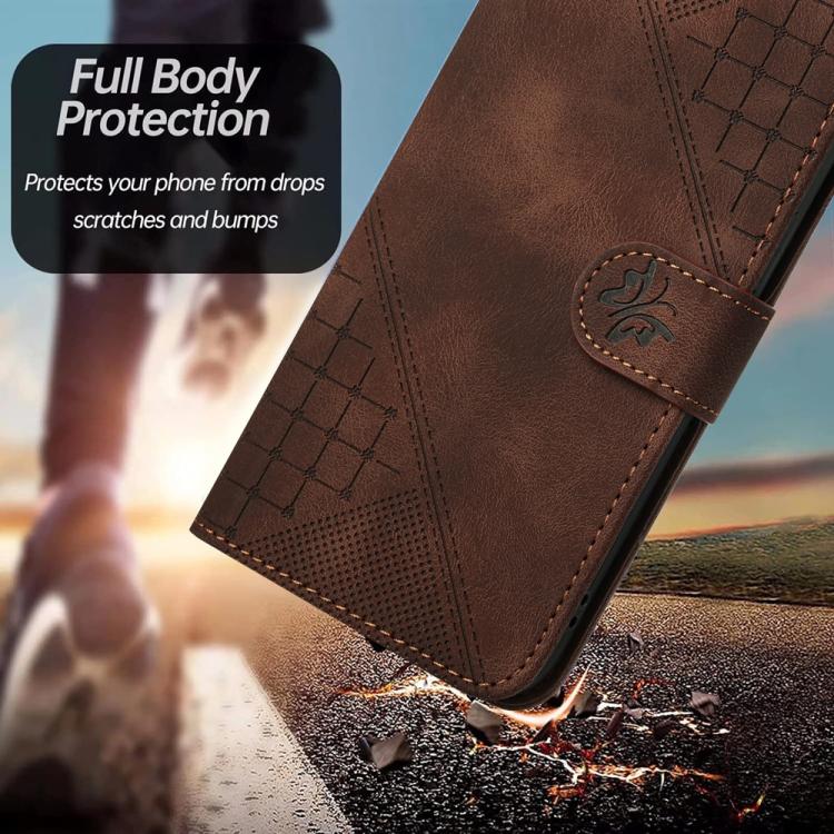 For Realme 15T 5G Grid Butterfly Embossed Pattern Leather Phone Case with Lanyard