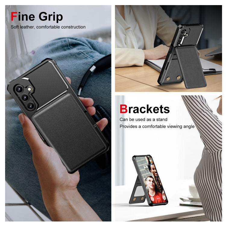 For Samsung Galaxy A15 Vertical Flip Card Bag Holder Leather Phone Case