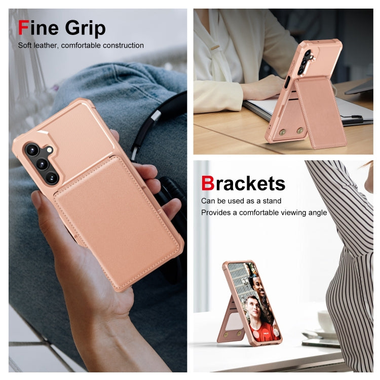 For Samsung Galaxy A15 Vertical Flip Card Bag Holder Leather Phone Case