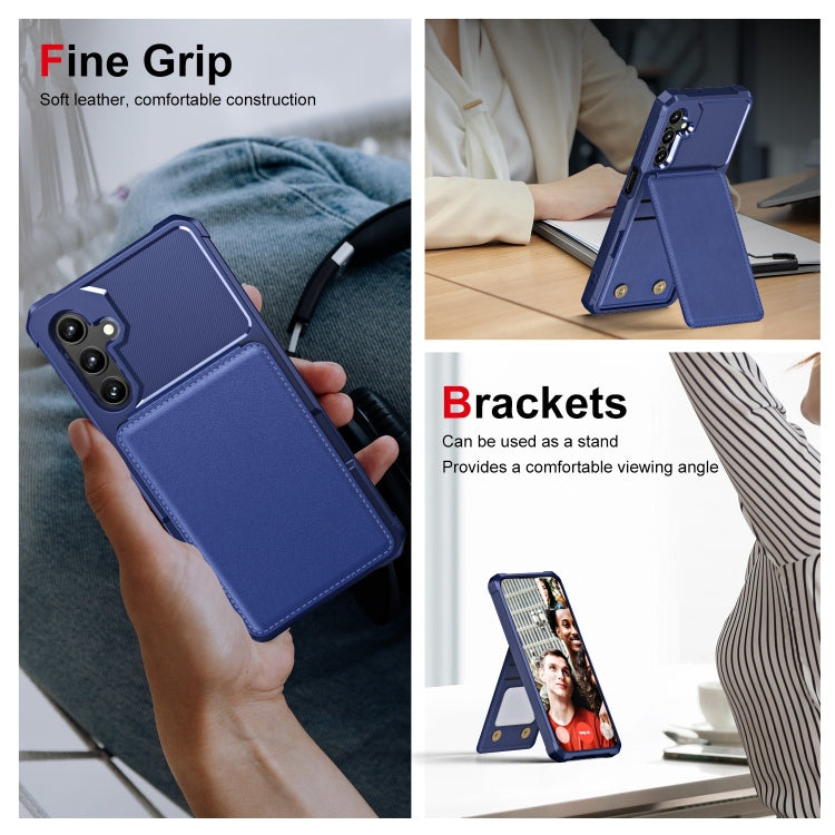 For Samsung Galaxy A15 Vertical Flip Card Bag Holder Leather Phone Case