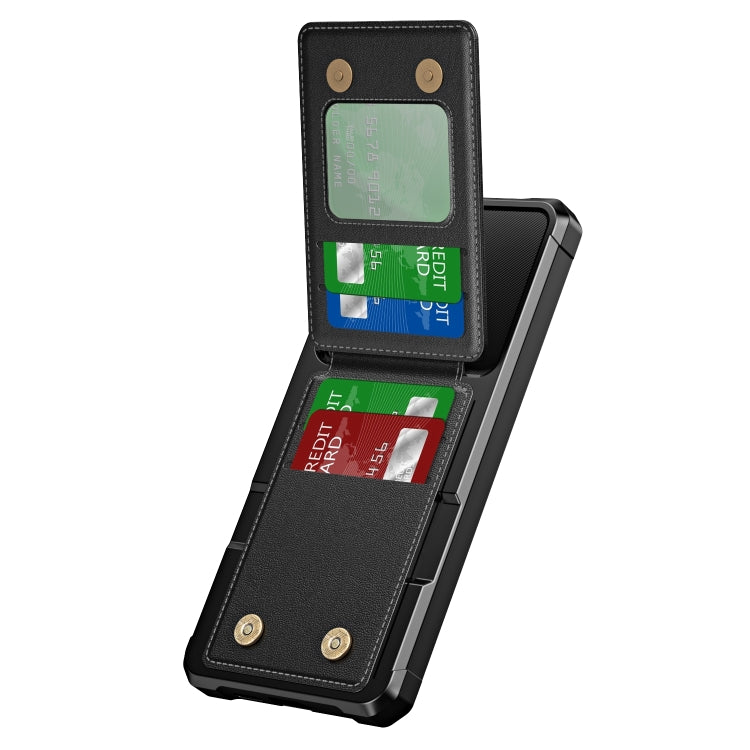 For Samsung Galaxy A55 5G Vertical Flip Card Bag Holder Leather Phone Case