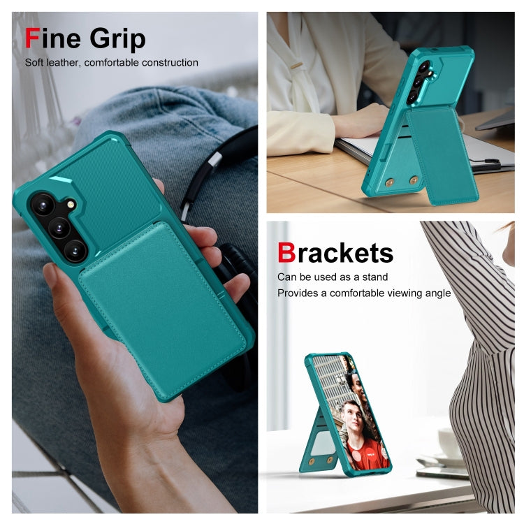 For Samsung Galaxy A55 5G Vertical Flip Card Bag Holder Leather Phone Case