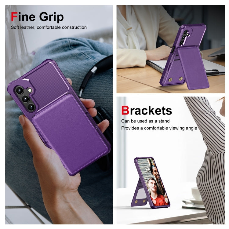 For Samsung Galaxy A24 4G Vertical Flip Card Bag Holder Leather Phone Case