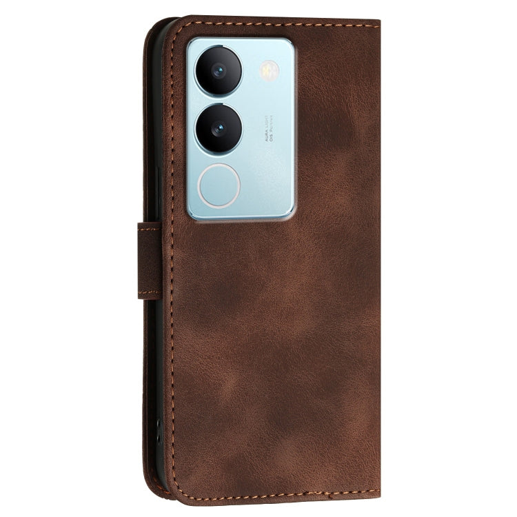 For vivo V29 5G Global Grid Butterfly Embossed Pattern Leather Phone Case with Lanyard