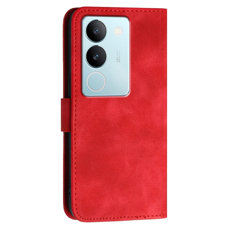 For vivo V29 Pro Grid Butterfly Embossed Pattern Leather Phone Case with Lanyard