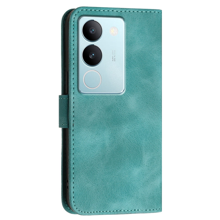 For vivo V29 Pro Grid Butterfly Embossed Pattern Leather Phone Case with Lanyard