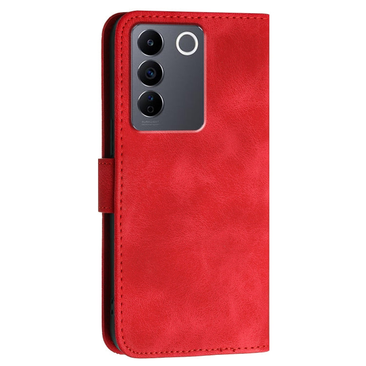 For vivo T2 4G Global Grid Butterfly Embossed Pattern Leather Phone Case with Lanyard