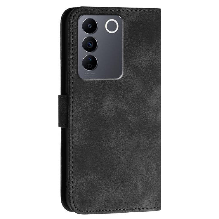 For vivo T2 4G Global Grid Butterfly Embossed Pattern Leather Phone Case with Lanyard