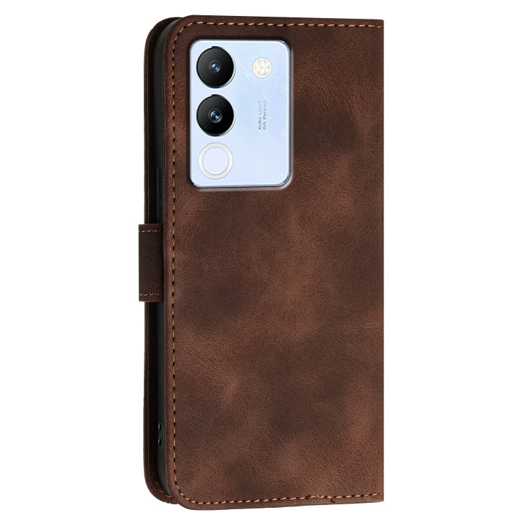For vivo V29e 5G Global Grid Butterfly Embossed Pattern Leather Phone Case with Lanyard