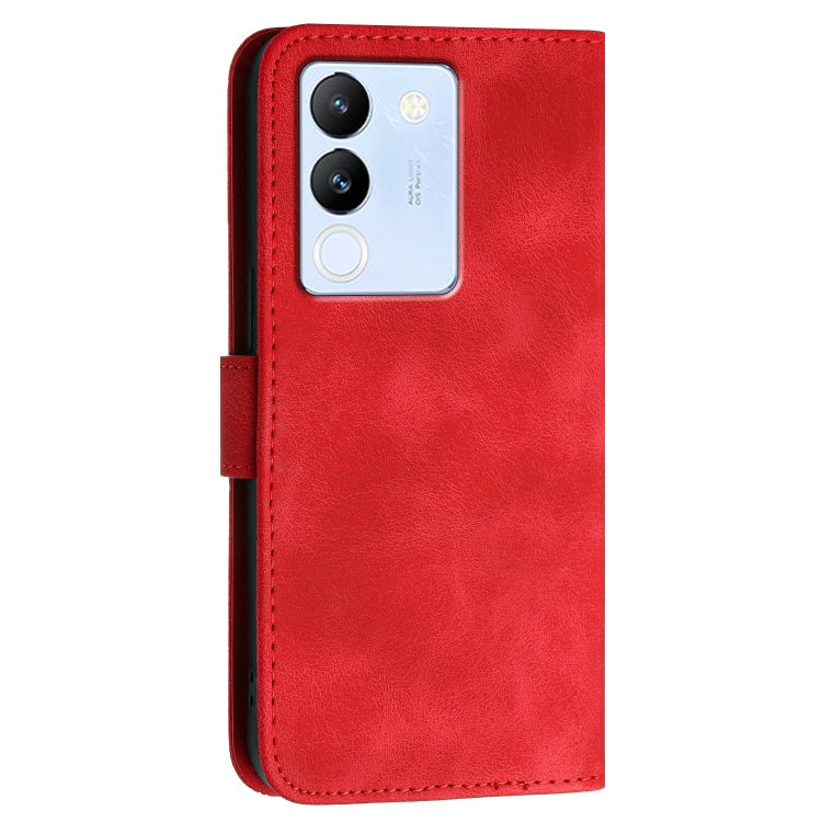 For vivo V30 Lite 5G Global Grid Butterfly Embossed Pattern Leather Phone Case with Lanyard