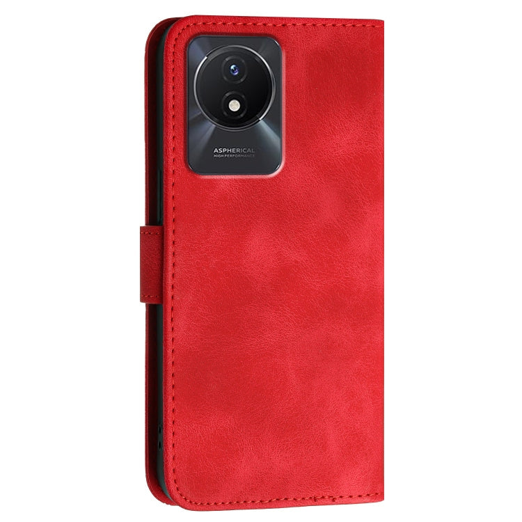 For vivo Y11 2023 / Y02t Grid Butterfly Embossed Pattern Leather Phone Case with Lanyard