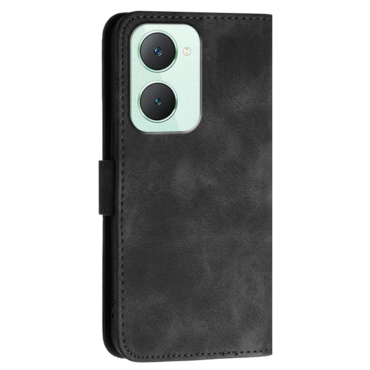 For vivo Y03 4G Global Grid Butterfly Embossed Pattern Leather Phone Case with Lanyard