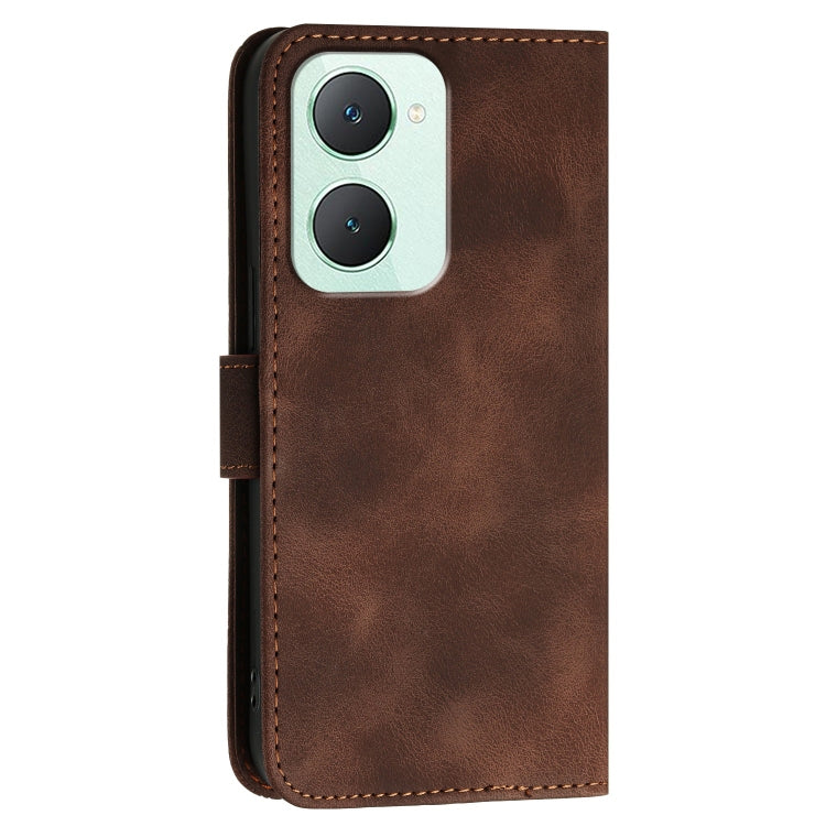 For vivo Y03 4G Global Grid Butterfly Embossed Pattern Leather Phone Case with Lanyard