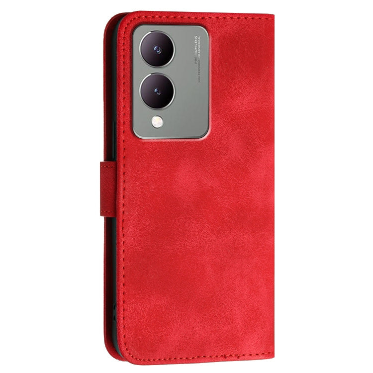 For vivo Y17s 4G Global Grid Butterfly Embossed Pattern Leather Phone Case with Lanyard