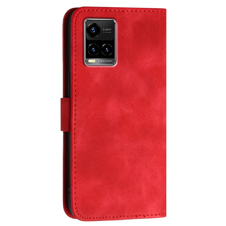 For vivo Y21s / Y21t Grid Butterfly Embossed Pattern Leather Phone Case with Lanyard