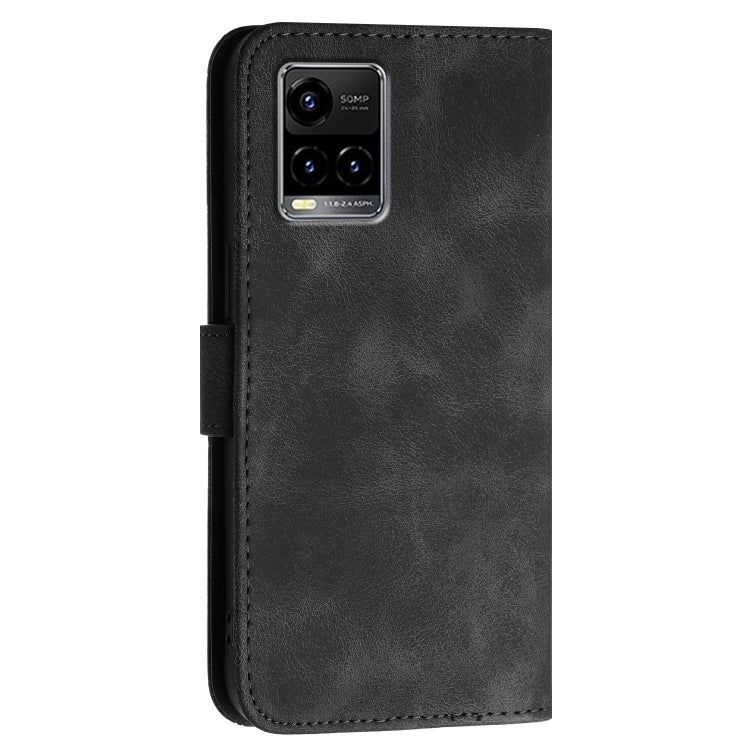 For vivo Y21s / Y21t Grid Butterfly Embossed Pattern Leather Phone Case with Lanyard