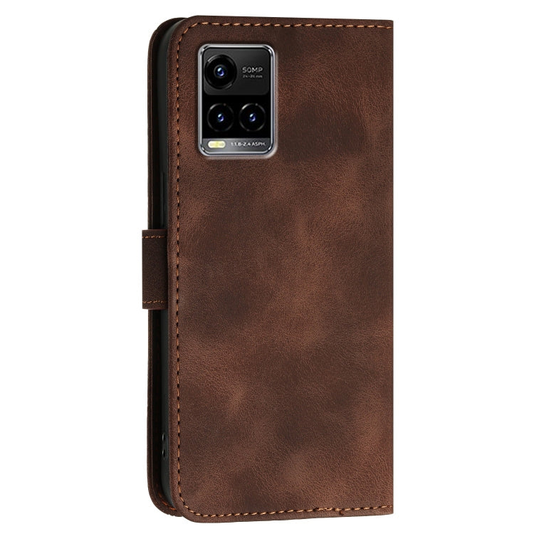 For vivo Y21s / Y21t Grid Butterfly Embossed Pattern Leather Phone Case with Lanyard