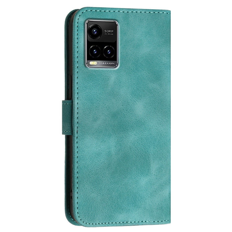For vivo Y21s / Y21t Grid Butterfly Embossed Pattern Leather Phone Case with Lanyard