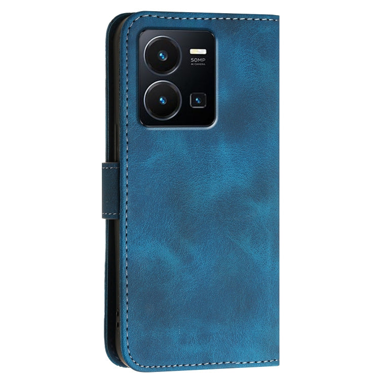 For vivo Y77 5G Global Grid Butterfly Embossed Pattern Leather Phone Case with Lanyard