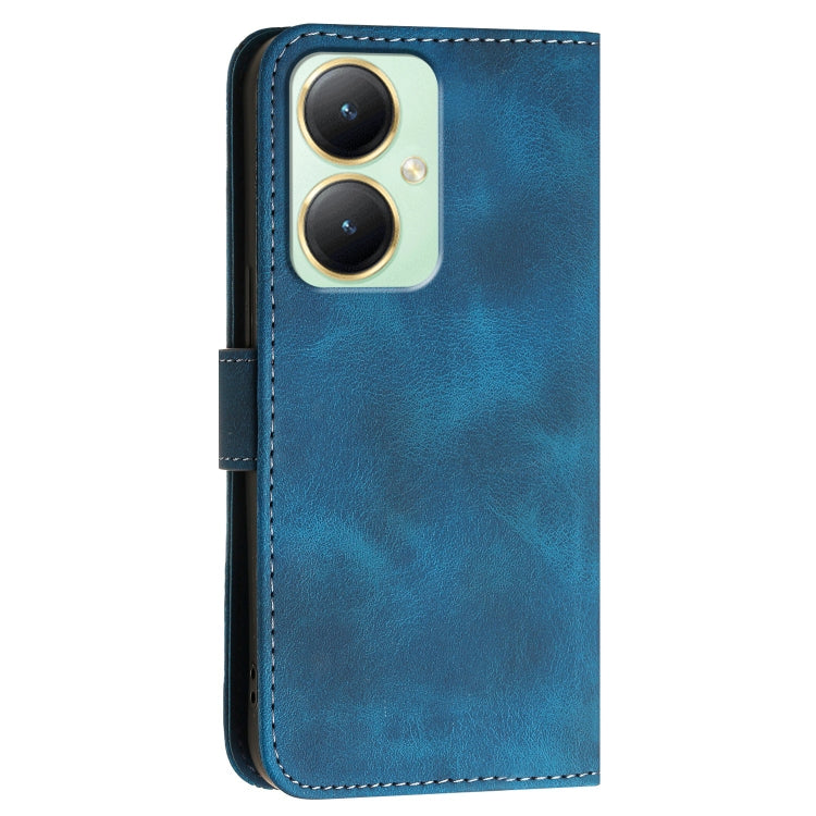For vivo Y27 4G Global Grid Butterfly Embossed Pattern Leather Phone Case with Lanyard