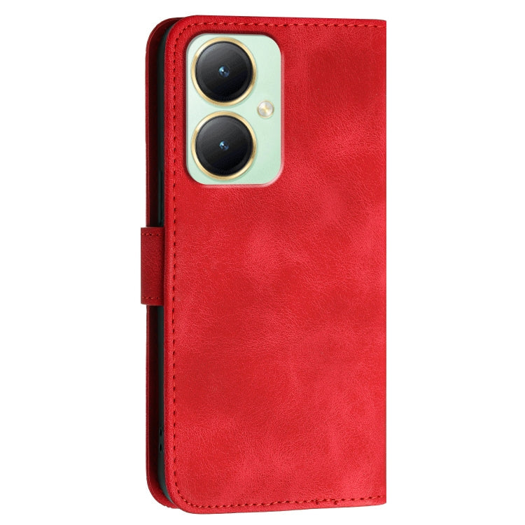 For vivo Y27 4G Global Grid Butterfly Embossed Pattern Leather Phone Case with Lanyard