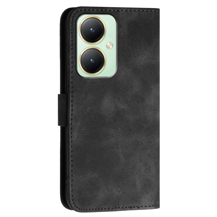 For vivo Y27 4G Global Grid Butterfly Embossed Pattern Leather Phone Case with Lanyard