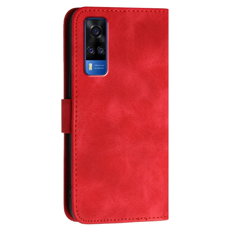 For vivo Y31 4G India Grid Butterfly Embossed Pattern Leather Phone Case with Lanyard