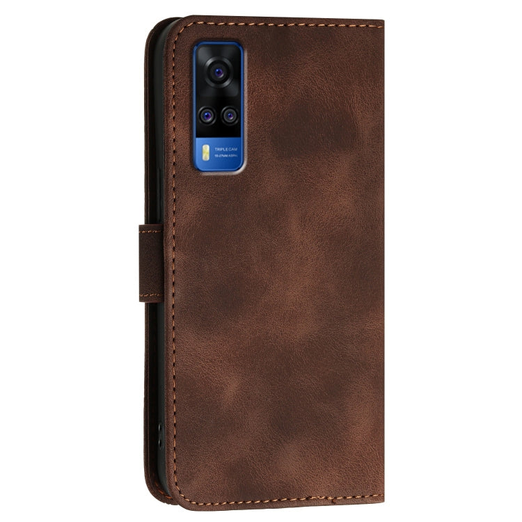 For vivo Y31 4G India Grid Butterfly Embossed Pattern Leather Phone Case with Lanyard