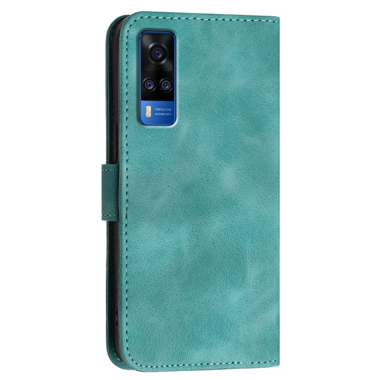 For vivo Y31 4G India Grid Butterfly Embossed Pattern Leather Phone Case with Lanyard