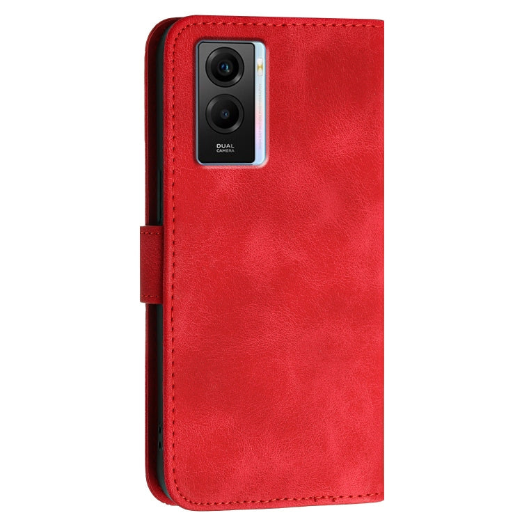 For vivo Y33e 5G Grid Butterfly Embossed Pattern Leather Phone Case with Lanyard