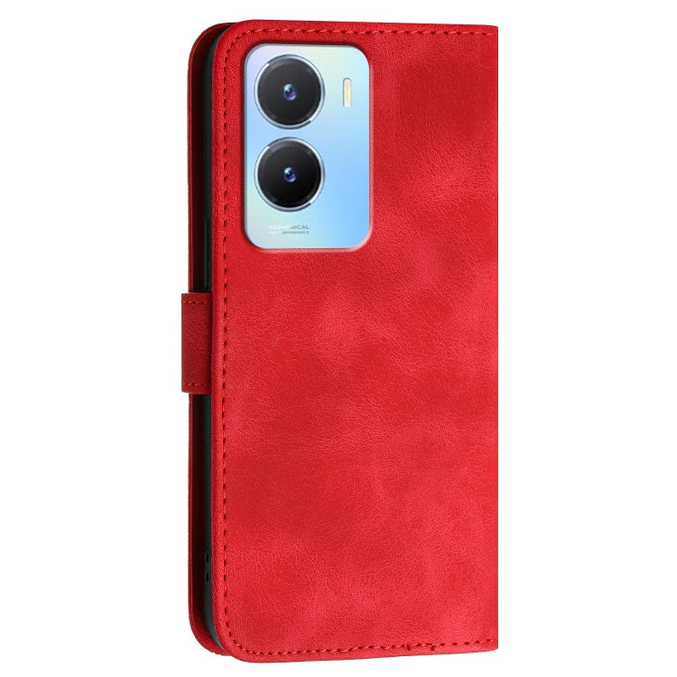 For vivo Y56 5G Global Grid Butterfly Embossed Pattern Leather Phone Case with Lanyard