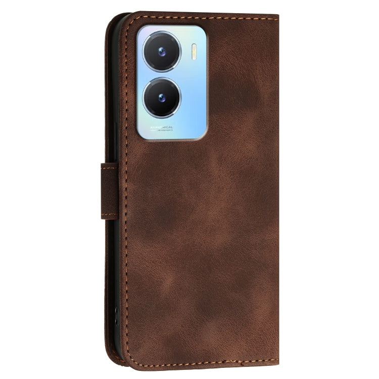 For vivo Y16 4G Global Grid Butterfly Embossed Pattern Leather Phone Case with Lanyard