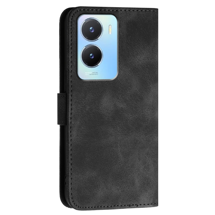 For vivo Y02s 4G Global Grid Butterfly Embossed Pattern Leather Phone Case with Lanyard