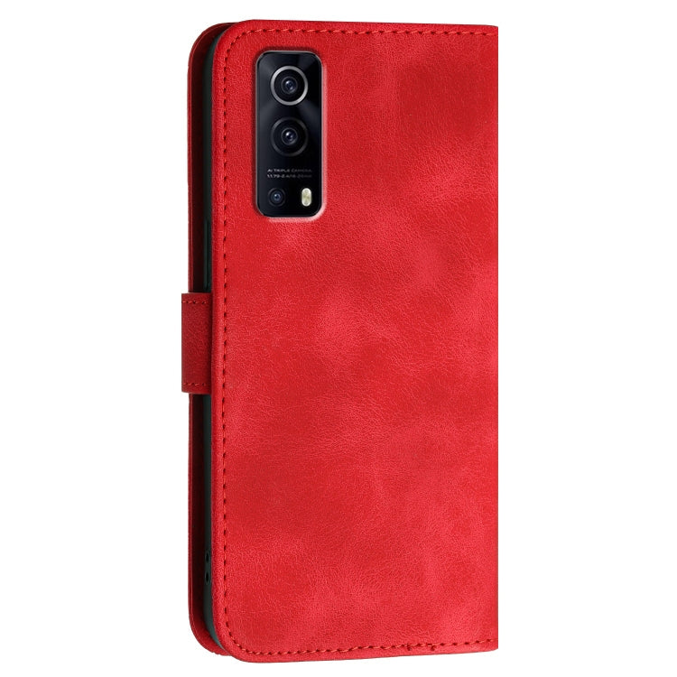 For vivo Y52 5G Grid Butterfly Embossed Pattern Leather Phone Case with Lanyard