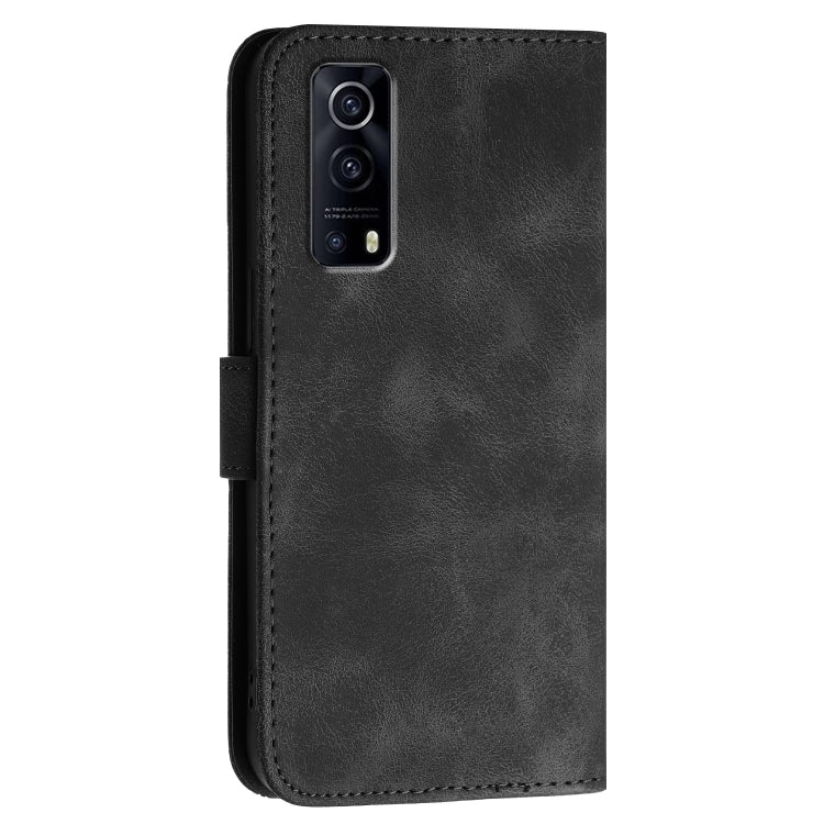 For vivo Y52 5G Grid Butterfly Embossed Pattern Leather Phone Case with Lanyard