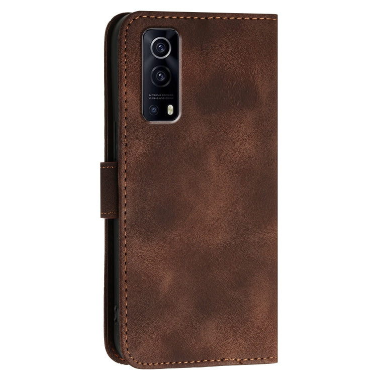 For vivo Y52 5G Grid Butterfly Embossed Pattern Leather Phone Case with Lanyard