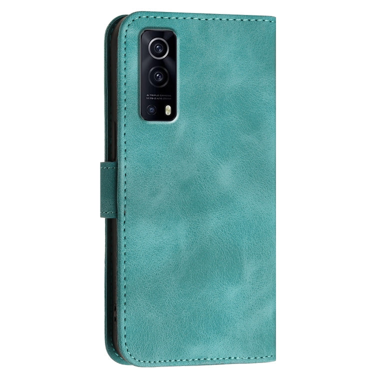 For vivo Y52 5G Grid Butterfly Embossed Pattern Leather Phone Case with Lanyard