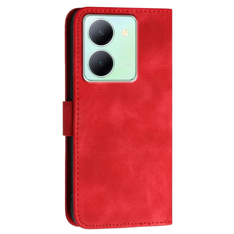 For vivo Y36 5G Global Grid Butterfly Embossed Pattern Leather Phone Case with Lanyard