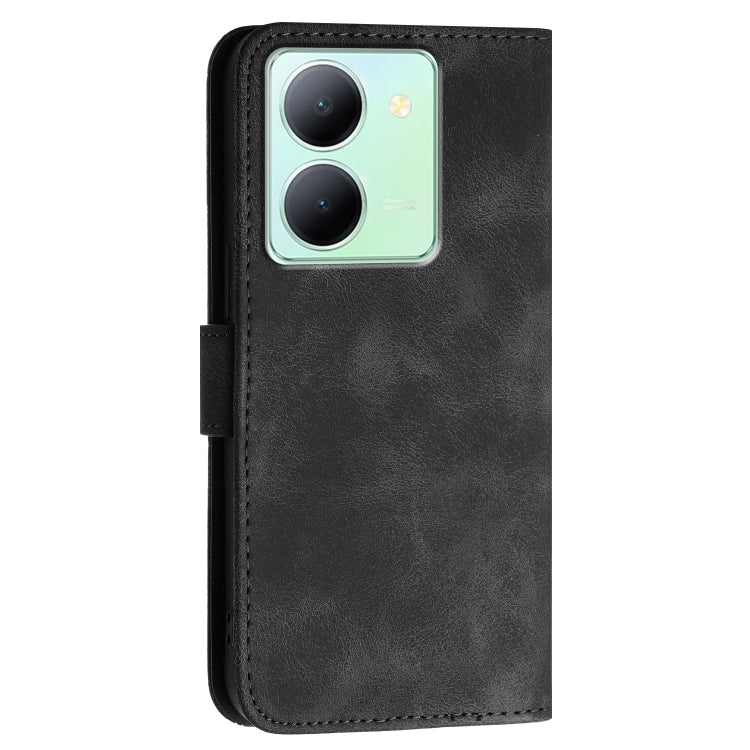 For vivo Y36 5G Global Grid Butterfly Embossed Pattern Leather Phone Case with Lanyard
