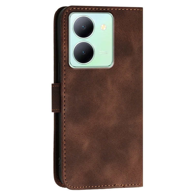 For vivo Y27s 4G Global Grid Butterfly Embossed Pattern Leather Phone Case with Lanyard