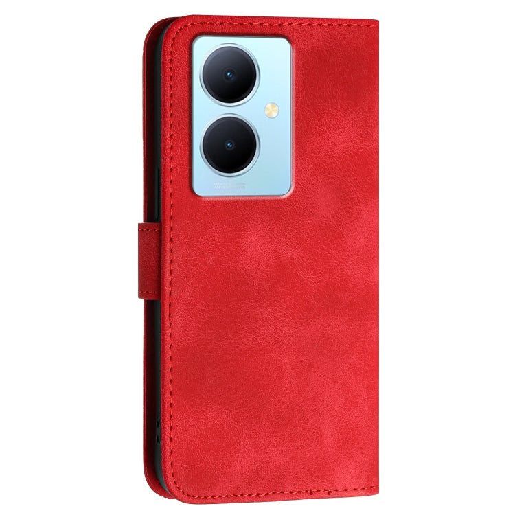 For vivo Y78 5G Global Grid Butterfly Embossed Pattern Leather Phone Case with Lanyard