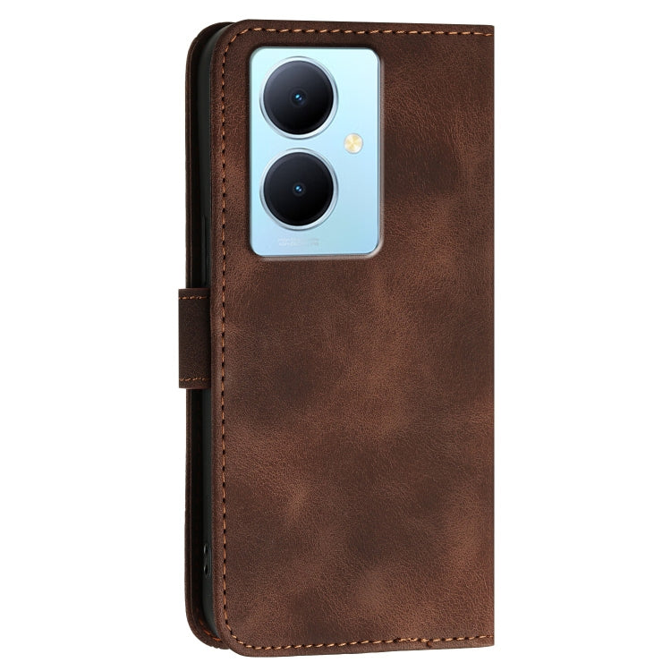 For vivo Y78 5G Global Grid Butterfly Embossed Pattern Leather Phone Case with Lanyard