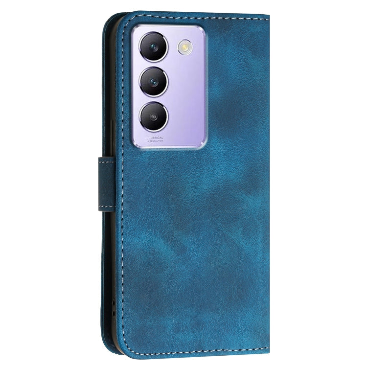 For vivo Y100 5G IDN Grid Butterfly Embossed Pattern Leather Phone Case with Lanyard