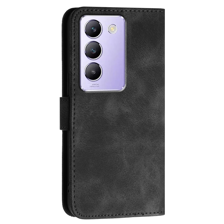 For vivo Y200e 5G Global Grid Butterfly Embossed Pattern Leather Phone Case with Lanyard