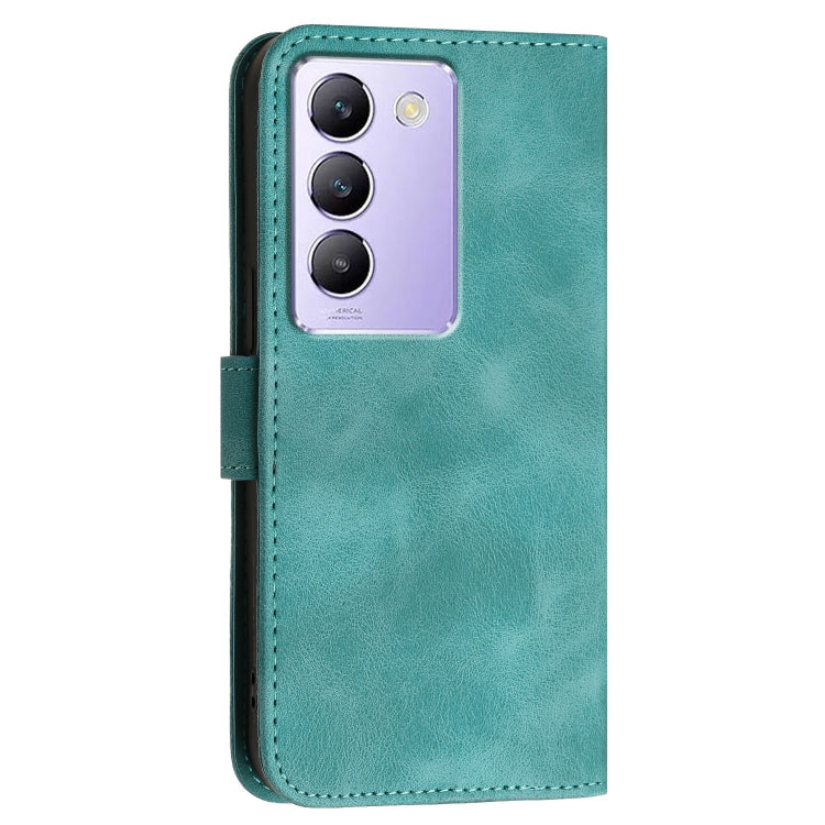 For vivo V30 Lite 5G India Grid Butterfly Embossed Pattern Leather Phone Case with Lanyard