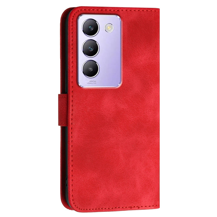 For vivo T3 5G IDN Grid Butterfly Embossed Pattern Leather Phone Case with Lanyard