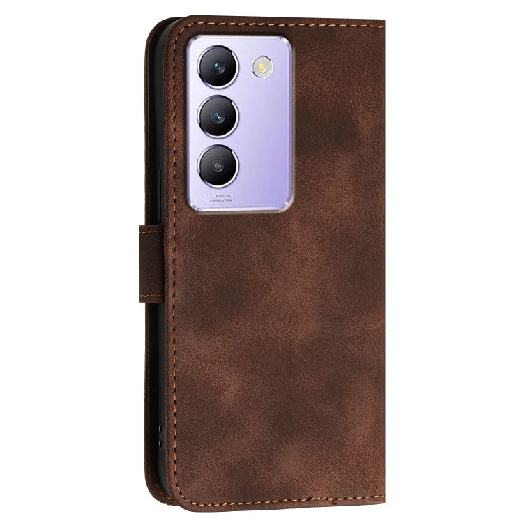 For vivo T3 5G IDN Grid Butterfly Embossed Pattern Leather Phone Case with Lanyard