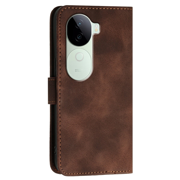 For vivo iQOO Z9s / V40e India Grid Butterfly Embossed Pattern Leather Phone Case with Lanyard