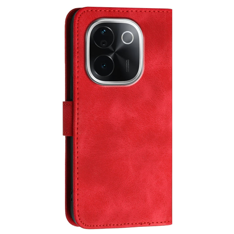 For vivo iQOO Z9s Pro / T3 Pro 5G India Grid Butterfly Embossed Pattern Leather Phone Case with Lanyard